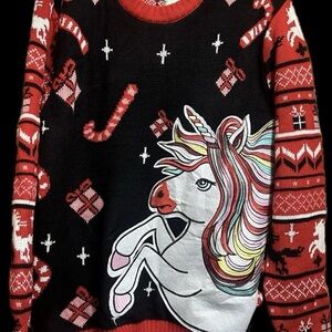 Men Unicorn Ugly Christmas Sweater Size M  Unisex New